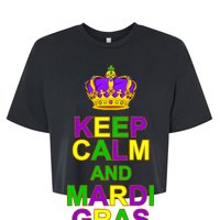 Keep Calm and Mardi Gras Crown New Orleans Bella+Canvas Jersey Crop Tee