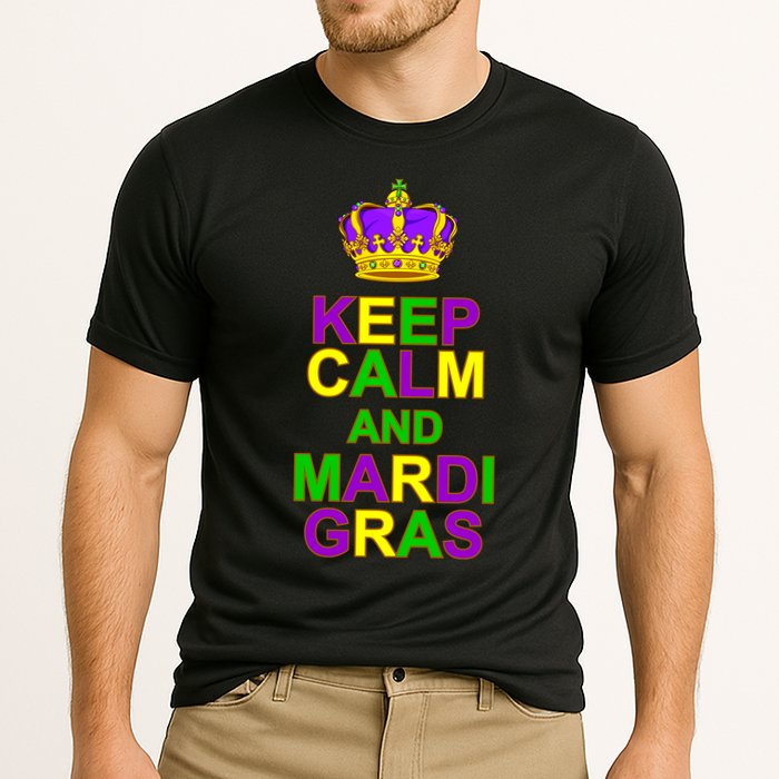 Keep Calm and Mardi Gras Crown New Orleans Cooling Performance Crew T-Shirt