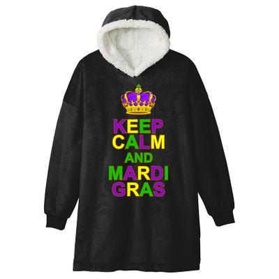Keep Calm and Mardi Gras Crown New Orleans Hooded Wearable Blanket
