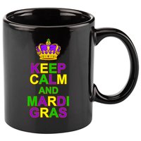 Keep Calm and Mardi Gras Crown New Orleans 11oz C Handle Ceramic Mug