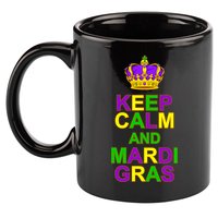 Keep Calm and Mardi Gras Crown New Orleans 11oz C Handle Ceramic Mug