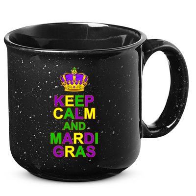 Keep Calm and Mardi Gras Crown New Orleans 15oz Campfire Ceramic Mug