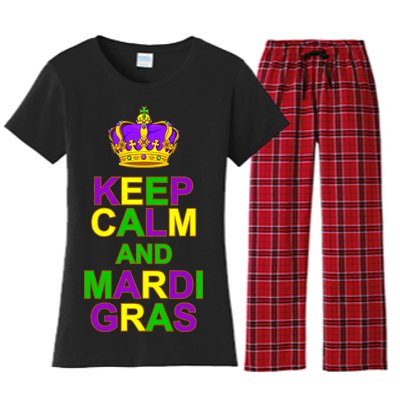 Keep Calm and Mardi Gras Crown New Orleans Women's Flannel Pajama Set