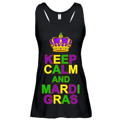 Keep Calm and Mardi Gras Crown New Orleans Ladies Essential Flowy Tank