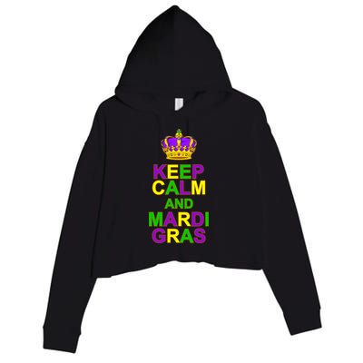 Keep Calm and Mardi Gras Crown New Orleans Crop Fleece Hoodie