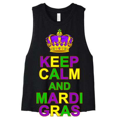 Keep Calm and Mardi Gras Crown New Orleans Women's Racerback Cropped Tank