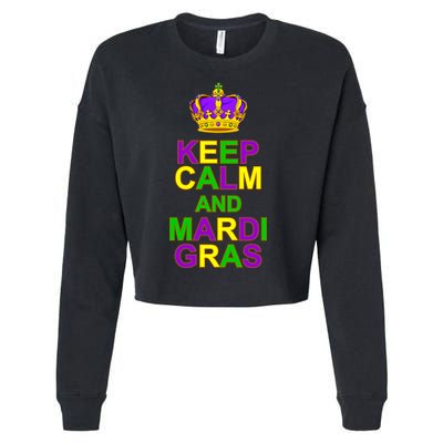Keep Calm and Mardi Gras Crown New Orleans Cropped Pullover Crew
