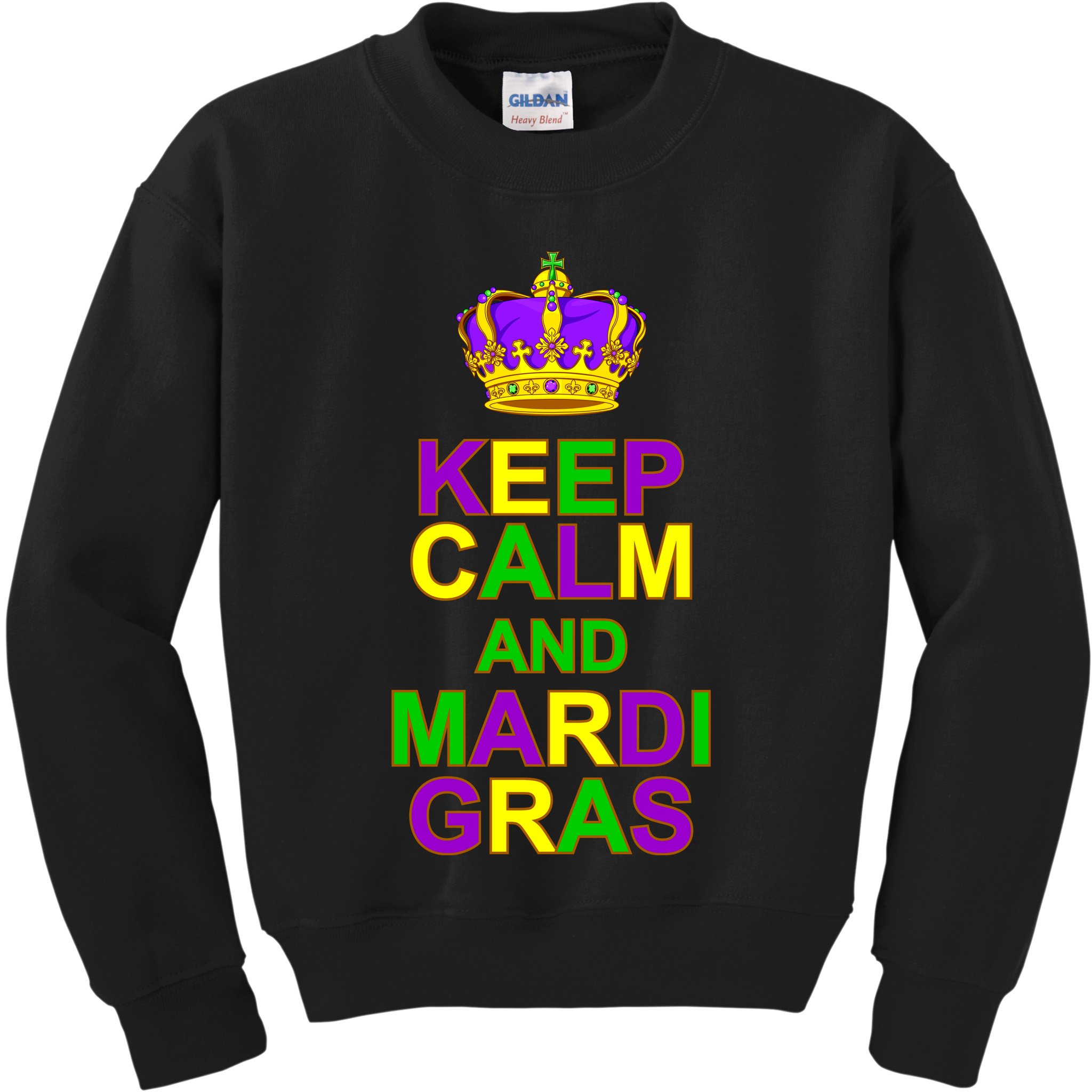 Keep Calm and Mardi Gras Crown New Orleans Kids Sweatshirt