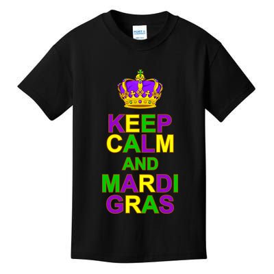 Keep Calm and Mardi Gras Crown New Orleans Kids T-Shirt
