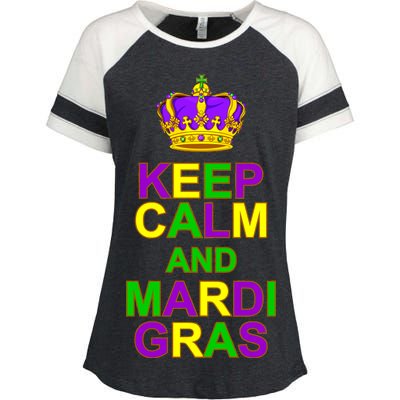 Keep Calm and Mardi Gras Crown New Orleans Enza Ladies Jersey Colorblock Tee