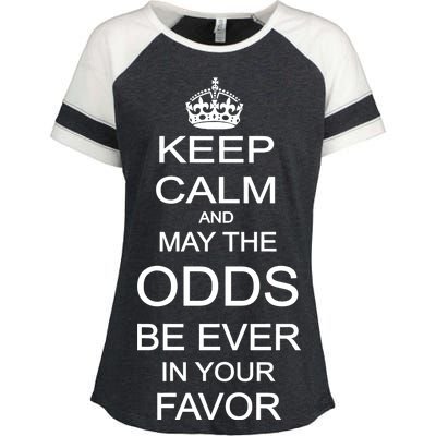 Keep Calm And May The Odds Be Ever In Your Favor Enza Ladies Jersey Colorblock Tee