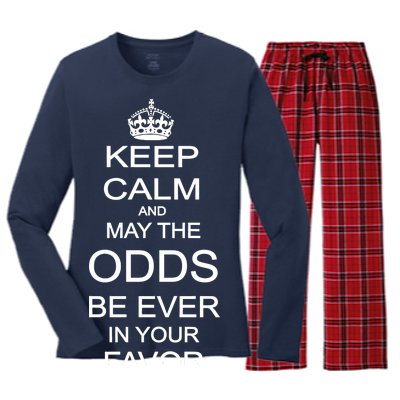 Keep Calm And May The Odds Be Ever In Your Favor Women's Long Sleeve Flannel Pajama Set 