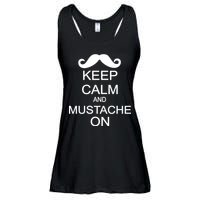 Keep Calm And Mustache On Ladies Essential Flowy Tank