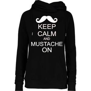 Keep Calm And Mustache On Womens Funnel Neck Pullover Hood