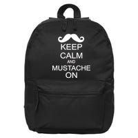 Keep Calm And Mustache On 16 in Basic Backpack