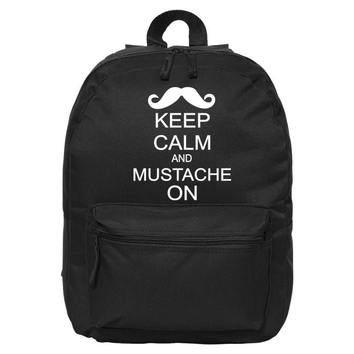 Keep Calm And Mustache On 16 in Basic Backpack