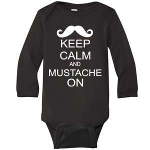 Keep Calm And Mustache On Baby Long Sleeve Bodysuit