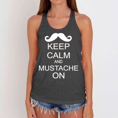 Keep Calm And Mustache On Women's Knotted Racerback Tank