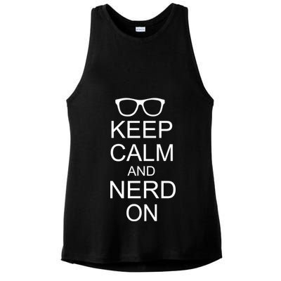 Keep Calm and Nerd On Ladies PosiCharge Tri-Blend Wicking Tank