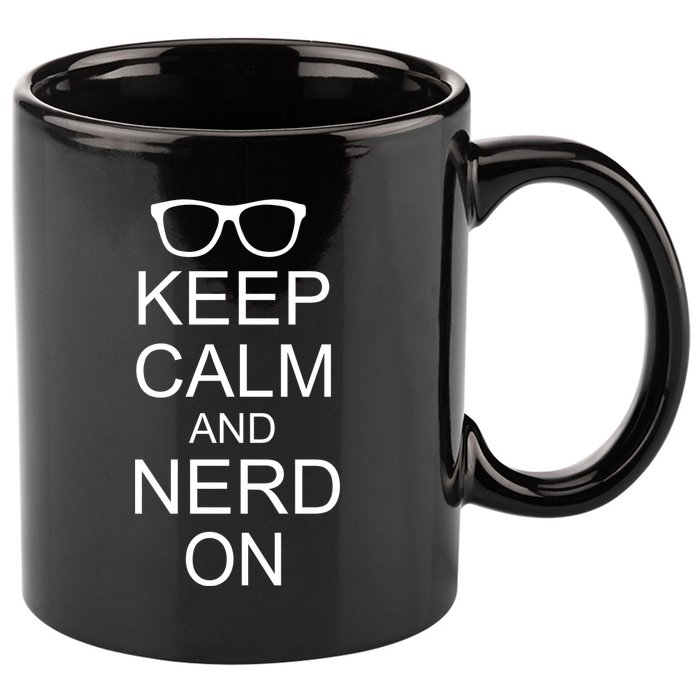 Keep Calm and Nerd On 11oz C Handle Ceramic Mug
