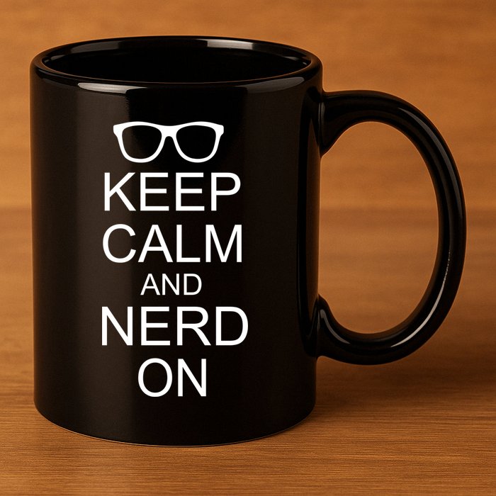Keep Calm and Nerd On 11oz C Handle Ceramic Mug