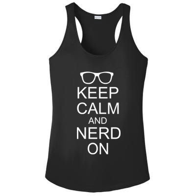 Keep Calm and Nerd On Ladies PosiCharge Competitor Racerback Tank