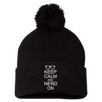 Keep Calm and Nerd On Pom Pom 12in Knit Beanie