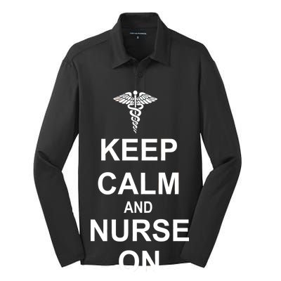 Keep Calm And Nurse On Silk Touch Performance Long Sleeve Polo