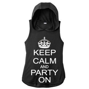 Keep Calm and Party On Ladies PosiCharge Tri-Blend Wicking Draft Hoodie Tank