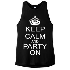 Keep Calm and Party On Ladies PosiCharge Tri-Blend Wicking Tank