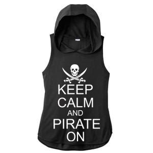 Keep Calm and Pirate On Ladies PosiCharge Tri-Blend Wicking Draft Hoodie Tank