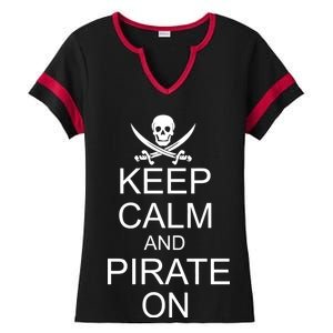 Keep Calm and Pirate On Ladies Halftime Notch Neck Tee