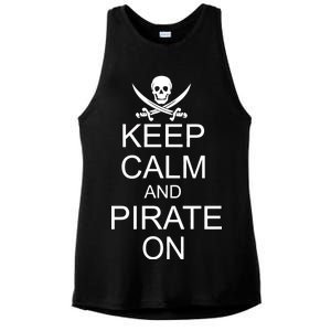 Keep Calm and Pirate On Ladies PosiCharge Tri-Blend Wicking Tank