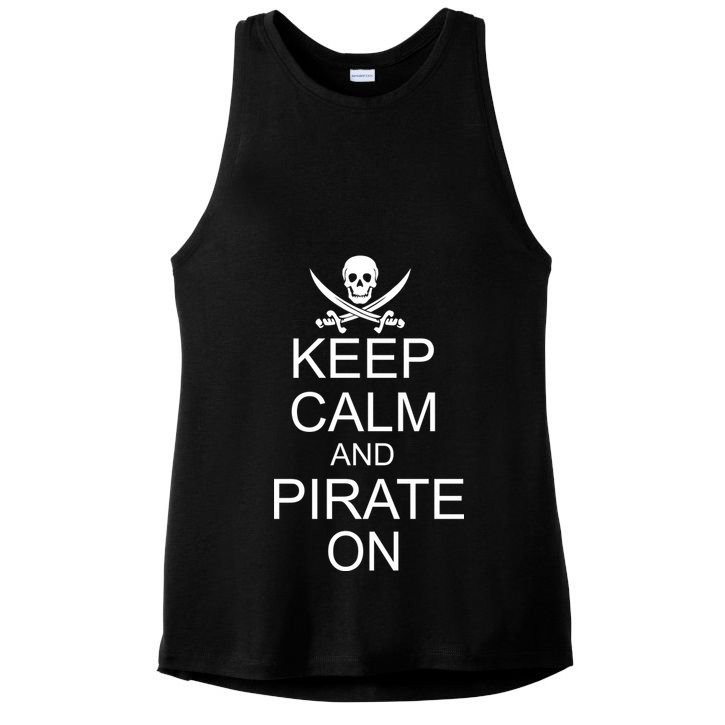 Keep Calm and Pirate On Ladies PosiCharge Tri-Blend Wicking Tank