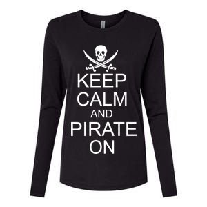 Keep Calm and Pirate On Womens Cotton Relaxed Long Sleeve T-Shirt