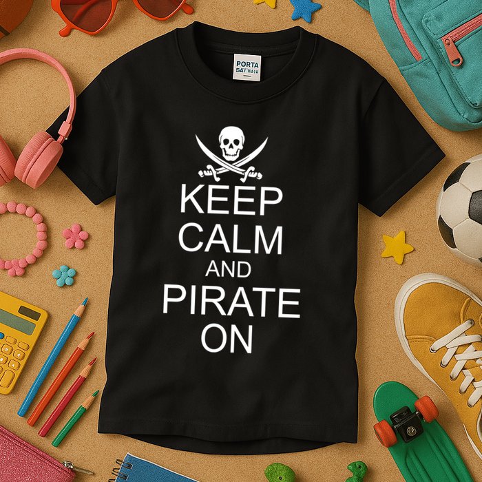 Keep Calm and Pirate On Kids T-Shirt