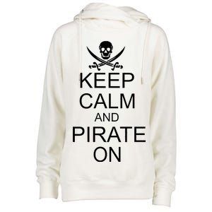 Keep Calm and Pirate On Womens Funnel Neck Pullover Hood