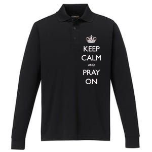 Keep Calm And Pray On Performance Long Sleeve Polo