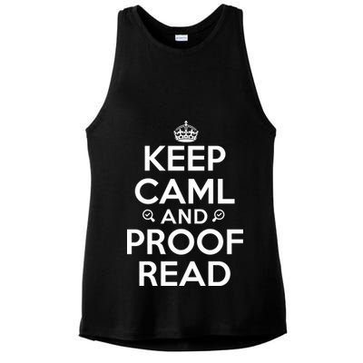 Keep Calm And Proof Read Funny Ladies PosiCharge Tri-Blend Wicking Tank