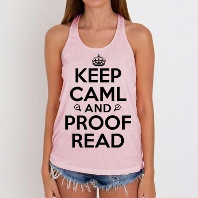 Keep Calm And Proof Read Funny Women's Knotted Racerback Tank