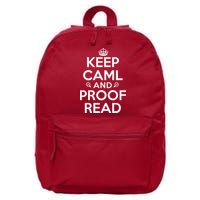 Keep Calm And Proof Read Funny 16 in Basic Backpack