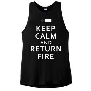 Keep Calm and Return Fire 2nd Amendment Ladies PosiCharge Tri-Blend Wicking Tank