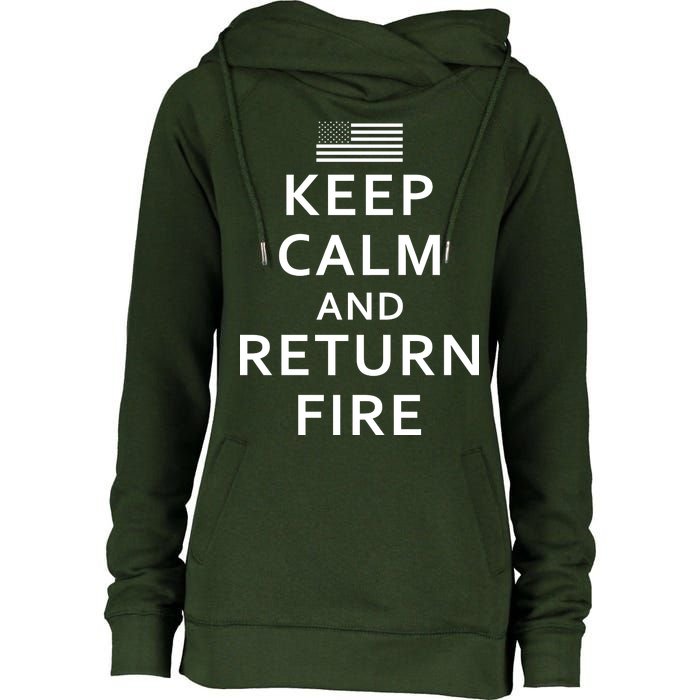 Keep Calm and Return Fire 2nd Amendment Womens Funnel Neck Pullover Hood