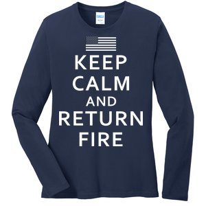 Keep Calm and Return Fire 2nd Amendment Ladies Long Sleeve Shirt