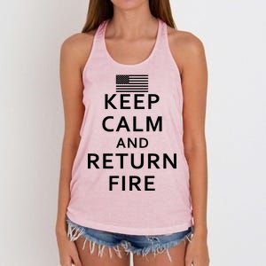 Keep Calm and Return Fire 2nd Amendment Women's Knotted Racerback Tank