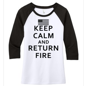 Keep Calm and Return Fire 2nd Amendment Women's Tri-Blend 3/4-Sleeve Raglan Shirt