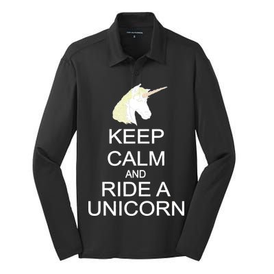 Keep Calm and Ride A Unicorn Silk Touch Performance Long Sleeve Polo