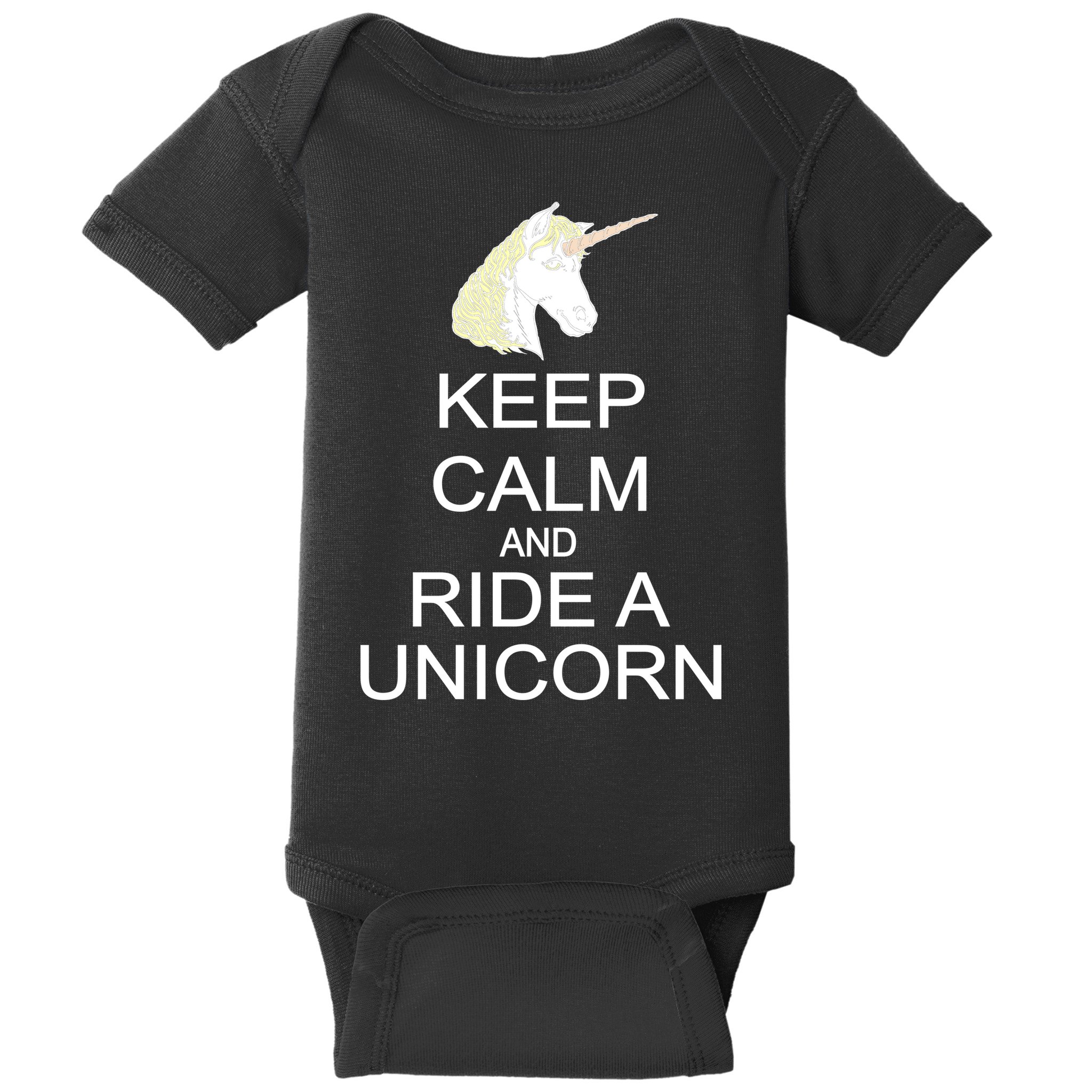 Keep Calm and Ride A Unicorn Baby Bodysuit