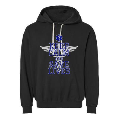 Keep Calm And Save Lives EMS Garment-Dyed Fleece Hoodie