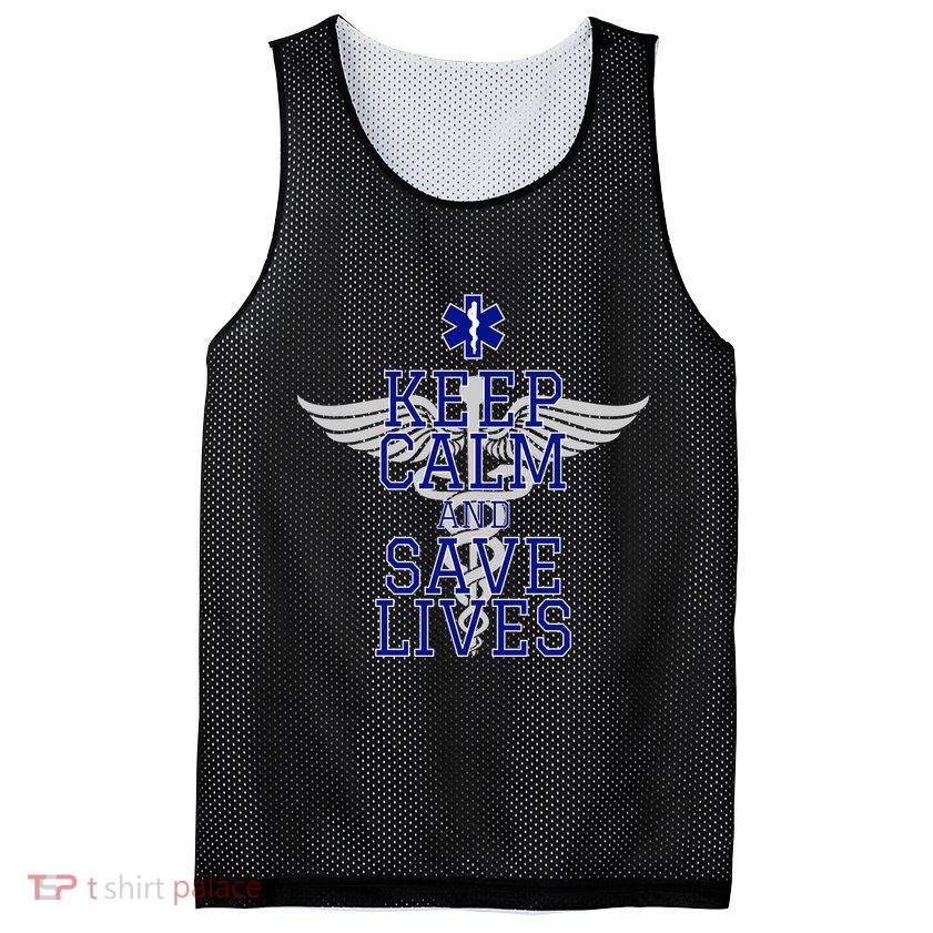 Keep Calm And Save Lives EMS Mesh Reversible Basketball Jersey Tank